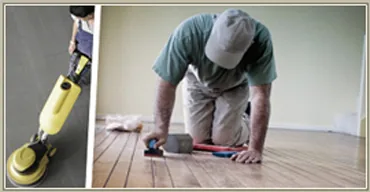 Preparing a wood floor with sanding equipment