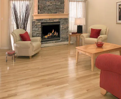 Light hardwood in a furnished living room