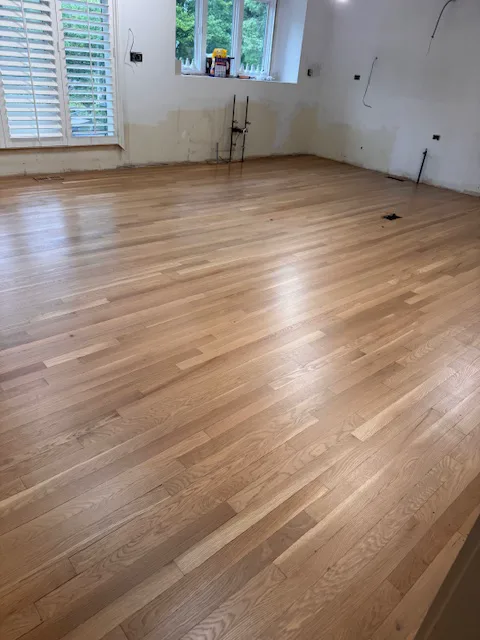 Natural oak flooring installed during a renovation